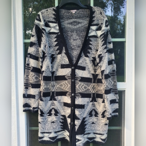 J Jill Aztec print oversized cardigan Cashmere EUC - Picture 1 of 6